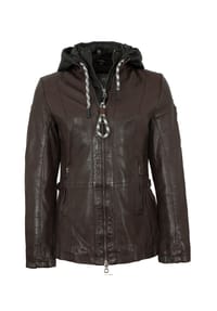 gipsy® - Damen Lederjacke Kapuze Lammnappa kastanie - chestnut