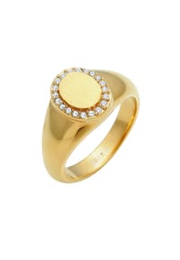 elli. PREMIUM - Ring Siegelring Edel Kristalle 925 Silber - Gold