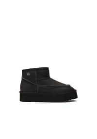 Kazar - Schneestiefel aus schwarzem Leder mit weißen Fäden - Schwarz