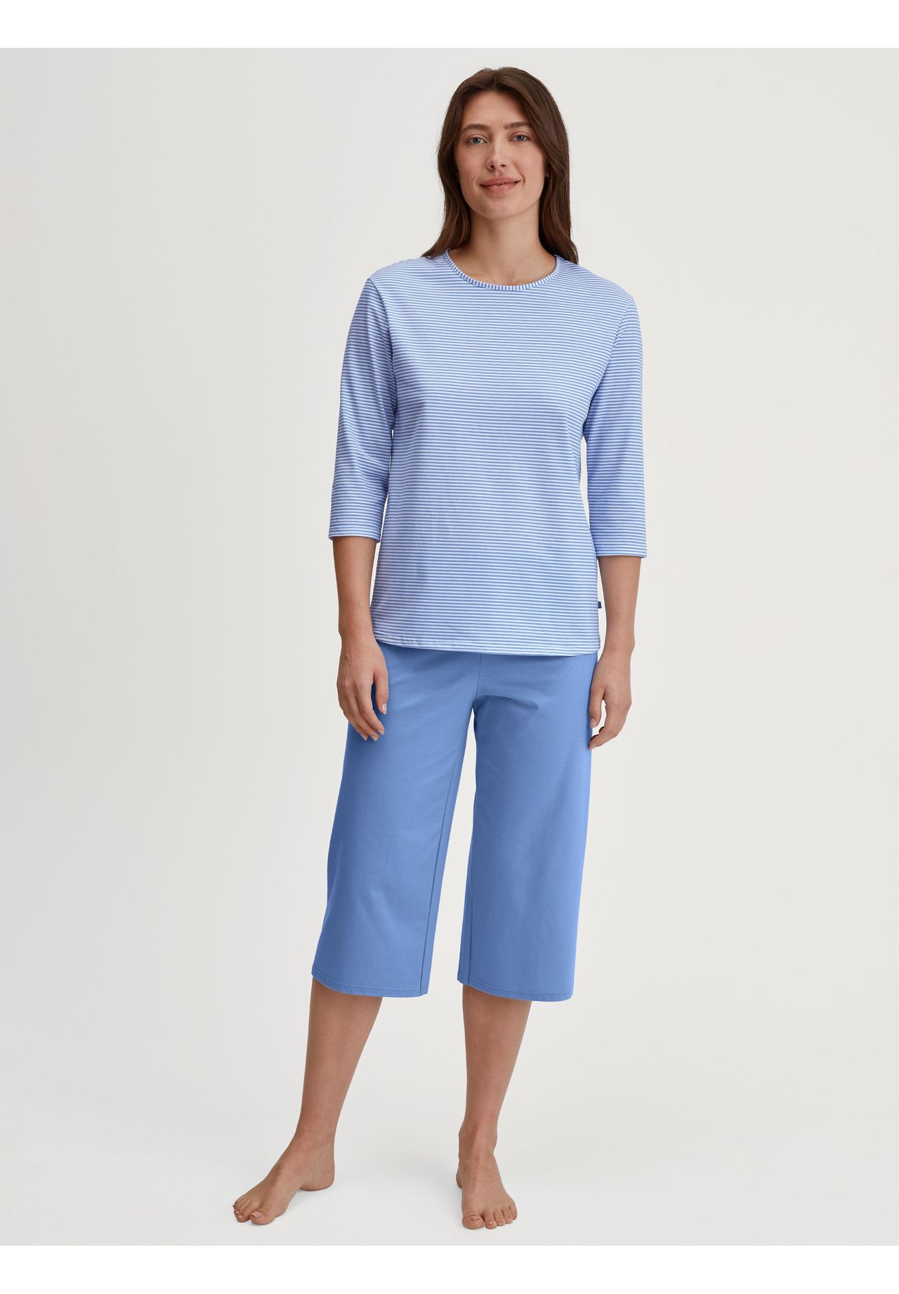 Calida Lovely Nights Capri-Pyjama, Baumwolle, FüR Damen, Blau, Xs