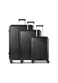 REDOLZ Essentials 01 - Essentials 01 4 Rollen Kofferset 3-teilig mit Dehnfalte - black metallic