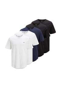 JACK & JONES - Herren T-Shirt, 5er Pack - JPRBLABRODY TEE CREW NECK 5PKJ, Kurzarm, Rundhals, Baumwolle - Blau/Grün/Rot/Weiß