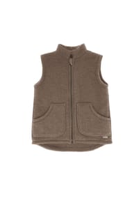 maximo® - GOTS MINI-Weste, Wollfleece  Jerseyfutter, Reißverschluss - braunmeliert