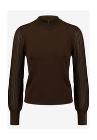 zero - Feinstrickpullover mit Spitzenärmeln - Black Beauty