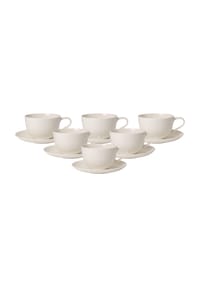 Villeroy & Boch Frühstückstassen mit Untertassen For Me 300 ml 6er Set weiß - FOR ME - weiß