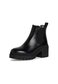 Tamaris - Chelsea Boots, Blockabsatz, Zuglasche, für Damen - 003 BLACK LEATHER
