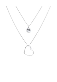 elli. - Halskette Layer Herz Solitär 925 Silber, Mit Kristallen Von Swarovski® - Gold
