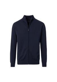 CASAMODA - Strickjacke, Stehkragen, Baumwolle, uni, für Herren - Schwarz