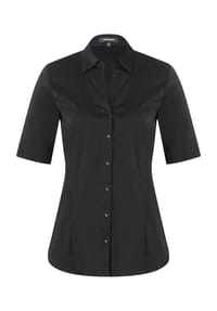 MORE & MORE - Hemdbluse "Cotton Stretch", Halbarm, für Damen - 0375 MARINE