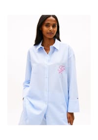 TOMMY HILFIGER - Hemdbluse, Langarm, für Damen - 0LF BLUE/WHITE
