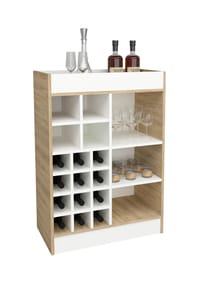 VCM. - Weinschrank | Maße ca. H. 100 x B. 70 x T. 38 cm | Küchenregal | Regal | Weinregal - Esilo - Weiß / Sonoma-Eiche
