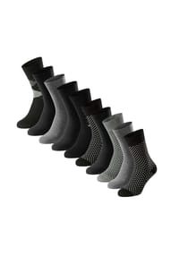 SCHIESSER - Herren Socken, 10er Pack - "Bluebird", Baumwoll-Mix, uni/gemustert - Blau/gemustert