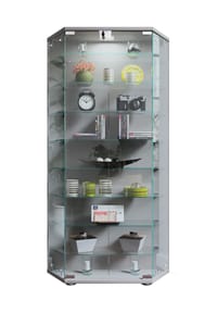 VCM. - Glasvitrine stehend | Vitrine Glas mit ESG-Sicherheitsglas | Maße ca.  H. 114 x B. 83 x T. 17 cm | Standvitrine Glas | Modern und platzsparend | Glas Vitrinenschrank – Cenila XL - 