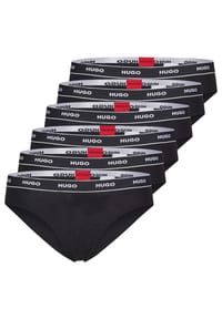 HUGO - Damen Slips, 6er Pack - Brief Stripe, Unterwäsche, Baumwolle, Logo, einfarbig - Schwarz
