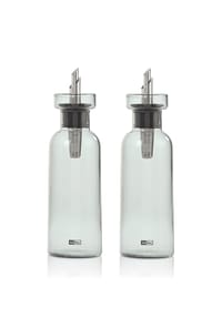 AdHoc® - Set Öl- und Essigspender AromaPour, mit original AdHoc PreciseFlow, Glas grey / Edelstahl / Silikon - Glass grey