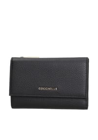 COCCINELLE METALLIC SOFT - Geldbörse, Leder, Emblem, für Damen - 001 NOIR