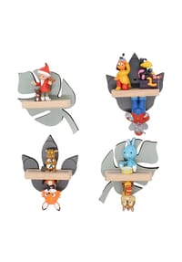 VCM. - My Home - Holzregal hängend | platzsparendes Regal | Maße: H. 29 x B. 22 x T. 5 cm | Elegantes Regal hängend | Aufbewahrungsregal | Tonieregal - Blätter Set - Grau