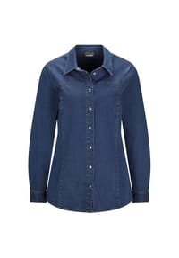 GOLDNER - Stilvolle Denim-Bluse mit Druckknöpfen - blau
