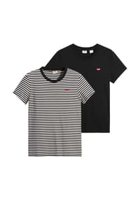 Levi's® - Damen T-Shirt, 2er Pack - Perfect Tee, Rundhals, Baumwolle - Schwarz/Schwarz-Weiß