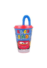 Disney - Disney Cars Trinkbecher 430 ml mit Deckel und Strohhalm - Mehrfarbig 16,5x9x9 cm