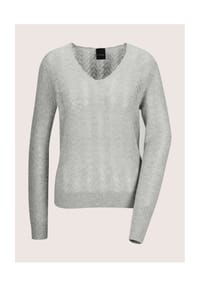 MADELEINE - Luxuriöser Strickpullover mit Ajour-Muster - silbergrau / wollweiß / melange