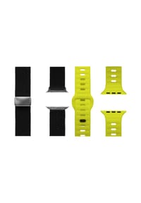 WRISTR - Smartwatch-Armband (2-tlg. Set) Motus-Weave kompatibel mit Apple Watch (40/44 mm) - Gelb / Schwarz / Silber