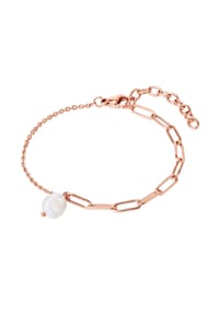 VALERO PEARLS - Damen Armband aus Edelstahl in Roségold mit Süßwasser-Zuchtperle - roségold