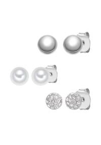 Luluandjane - 3er Set Ohrstecker Glaskristall weiß Glasperle weiß - weiß