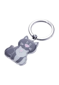 TROIKA® - Schlüsselanhänger "Cat & Kitty" - GRAU