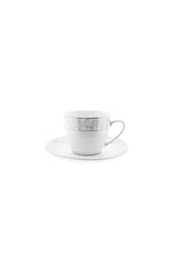 COFI - Weissberg Kaffeetassen-Set 12-teilig mit Marmor Optik - 175 - Weiß 15,5 x 9 cm