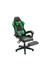 Rattantree - Ergonomischer Bürostuhl mit Massage-Lendenstütze,verstellbarer Rückenlehne,Fußstütze,Grün - blau