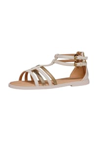 GEOX - Lederimitat Sandalen - Weiß/Gold