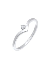 elli. DIAMONDS - Ring Lab Grow Diamant (0.035) V-Form Stapelring 925 Silber - Gold