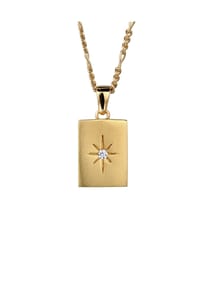 KUZZOÍ - Halskette Topas Stern Rechteck 925 Sterling Silber Vergoldet - Gold