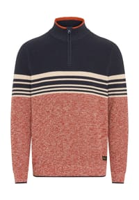 GLOBETROTTER - Strickpullover, Troyer, für Herren - PETROL/NAVY/WHITE