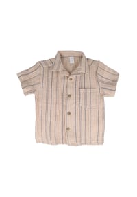 maximo® - GOTS MINI BOY-Hemd, Kragen kurzer Arm, Musselinstoff - altindigo-weiß-streifen