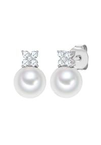 Luluandjane - Ohrstecker Zirkonia weiß Glasperle weiß - weiß