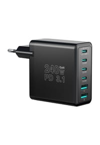 MANIKE - 240W USB-C Ladestation 6-Port GaN-III Schnellladegerät - Multi-Port Netzteil mit PD 140W/100W/65W/45W/30W - Schwarz