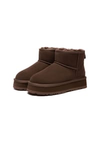 EVERAU® - Damen Leder Plateau Kurzstiefel - Dusky - BLACK