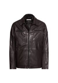 camel active - Lederjacke mit Steppfutter - Dunkelbraun