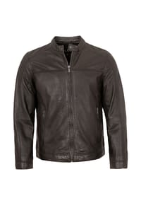 JILANI - Herren Lederjacke Lammnappa dunkelbraun - dunkelbraun