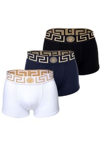 VERSACE - Herren Boxer Shorts, 3er Pack - TOPEKA, Baumwolle, einfarbig - Schwarz