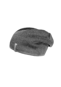 CAPO - Mütze, Streifenjacquard Strick, Fleecestreifen - grey
