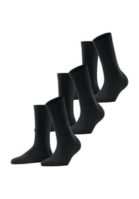 FALKE - Kurzsocken, 3er-Pack, Bündchen, uni, für Damen - 3009 BLACK