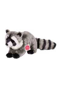 HERMANN Teddy COLLECTION® - Kuscheltier Waschbär, liegend, 29 cm - GRAU