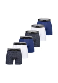 SCOTCH & SODA - Herren Boxershorts, 6er Pack - Solid Cotton Stretch - Blau/Weiß