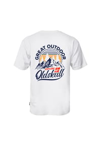 OLDSKULL - T-Shirt Retro Great Outdoor Logo Graphic mit coolem Rücken-Print - White