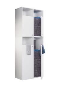 VCM. - Holz Wäscheschrank | Wäschetruhe | Wäschekorb | Maße ca H. 184 x B. 80 x T. 39 cm - Dreso XXL4f - Weiß