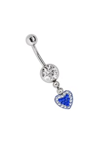Adelia's - Bauchnabelpiercing Banane mit Multistrass Herz Anhänger - grün