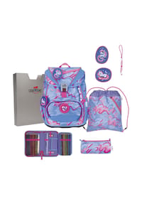 DerDieDas® ErgoFlex Light - ErgoFlex Light Exklusiv Superflash - Schulranzen Set 5tlg. 800g (Coral Reef) - Blue Ice